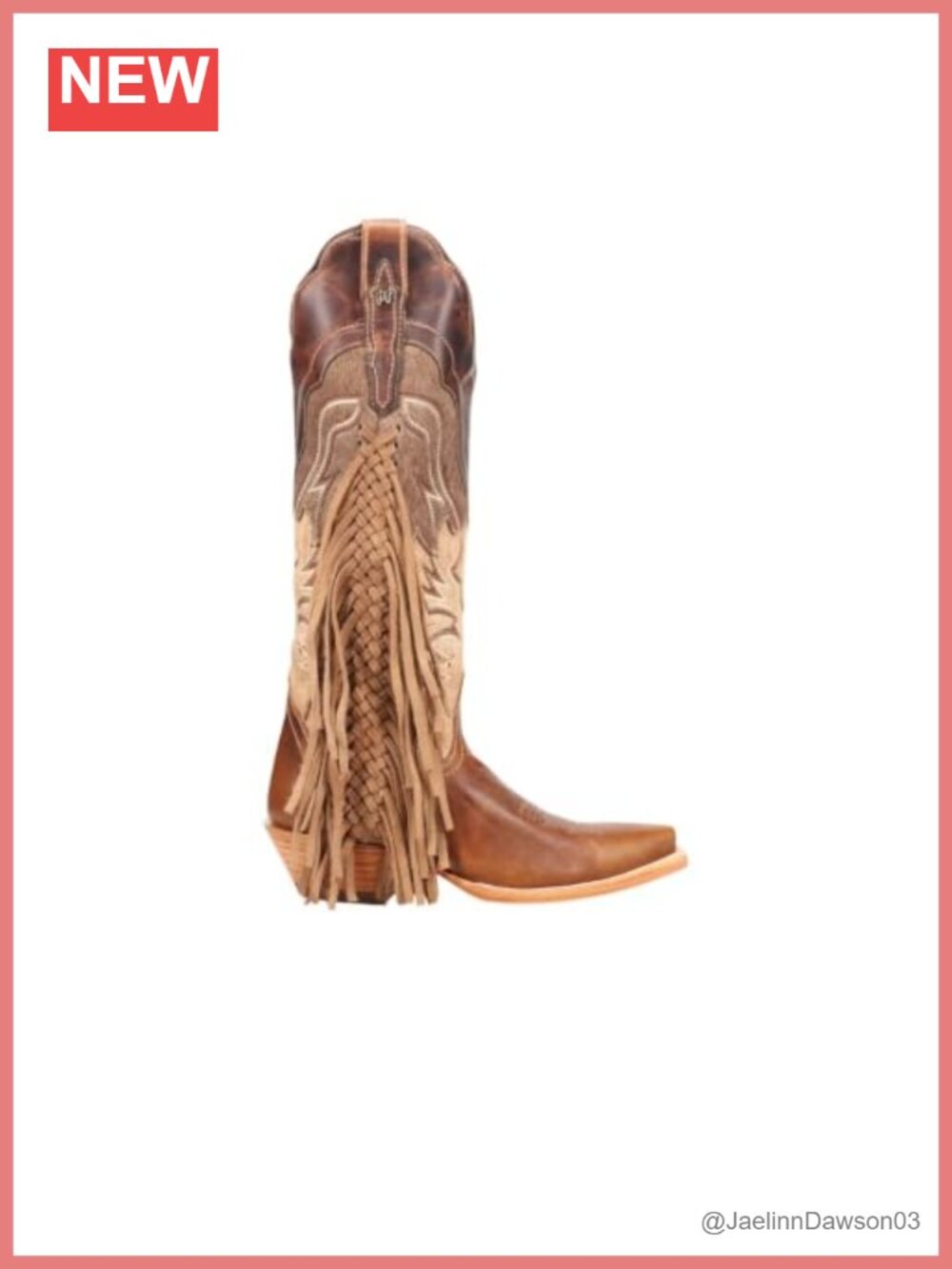 Suede Knee High Cowboy Boots, Snip Toe with Braided Fringe & Low Heel